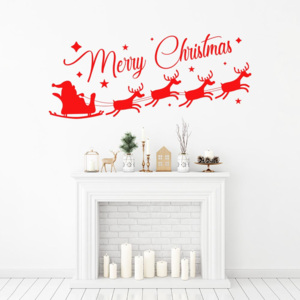 Merry Christmas Santa II. - autocolant de perete Rosu 100 x 40 cm