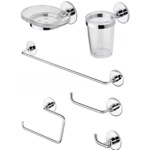 Set de accesorii pentru baie cu montare fara gauri CasaBlanca WIND