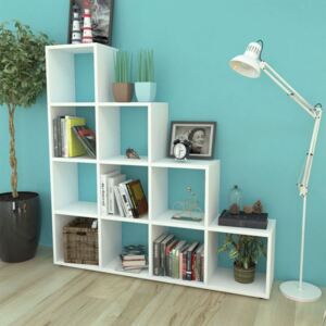 Bibliotecă în trepte / Raft de expunere 142 cm Alb