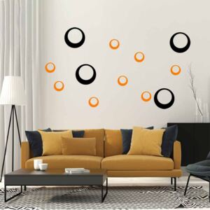 GLIX Decorative circles - autocolant de perete Negru și portocaliu 95 x 65 cm