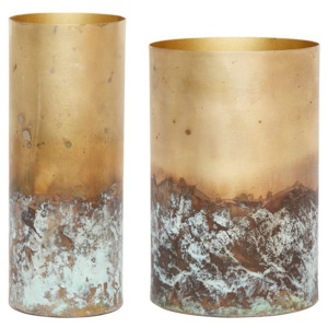Set 2 vaze din metal auriu 8x20 si 13x19 cm Hubsch