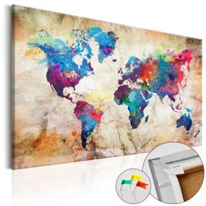 Tablou din plută - World Map: Urban Style 90x60 cm