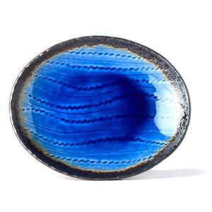 Farfurie ovală din ceramică MIJ Cobalt, 24 x 20 cm, albastru