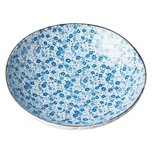 Farfurie adâncă din ceramică MIJ Daisy, ø 21 cm, alb - albastru