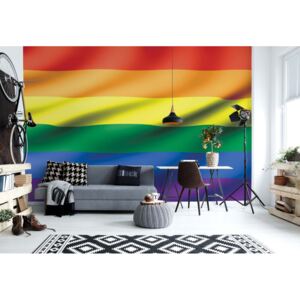 Fototapet - 3D Flag Rainbow Gay Pride Vliesová tapeta - 416x254 cm