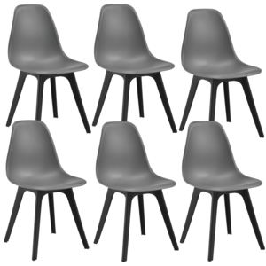 [en.casa]® Set sase bucati scaune design Axa, 83 x 54 x 48 cm, plastic, gri/negru