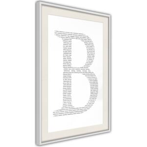 Bimago Tablou înrămat - Capital B Cadru alb cu passe-partout 40x60 cm