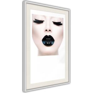 Bimago Tablou înrămat - Black Lipstick Cadru alb cu passe-partout 40x60 cm