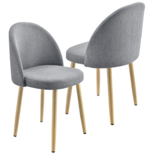 [en.casa] Set 2 bucati scaune design Carmina Hellgrau, 76 x 44 cm, textil/metal, gri deschis