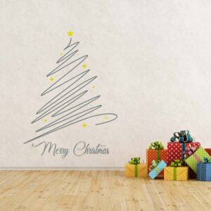 Merry Christmas - autocolant de perete Gri și galben 120 x 90 cm