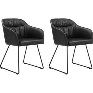 Set 2 scaune Tampa negre imitatie de piele 46/58/79,5 cm