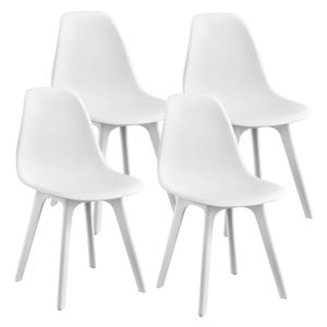 [en.casa]® Set patru bucati scaune design Ava, 83 x 54 x 48 cm, plastic, alb