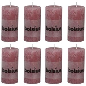 Bolsius Lumânări bloc rustice, 8 buc., roz învechit, 100 x 50 mm 103868080393