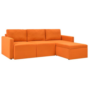 Canapea extensibilă cu trei locuri, material textil, portocaliu