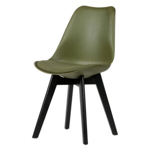 Set 2 scaune cu picioare din lemn de pin De Eekhoorn Stan, verde închis
