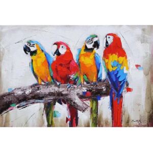 Tablou pictat manual Parrots 80 x 120 cm
