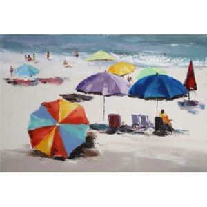 Tablou pictat manual Beach umbrellas 80 x 120 cm