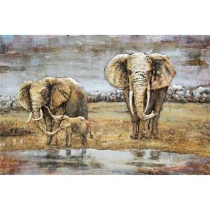 Tablou metal 3D Elephants 80x120 cm