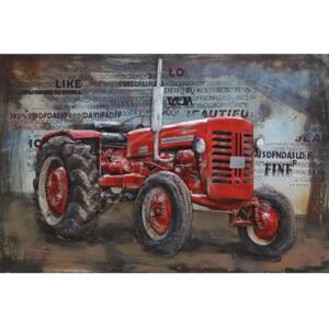 Tablou metal 3D Red Tractor 120x80 cm