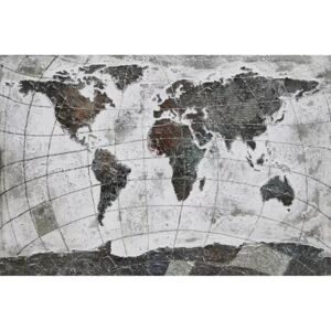 Tablou pictat manual Worldmap 80x120 cm