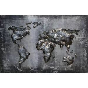 Tablou metal 3D World Map 120x80 cm