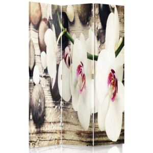 CARO Paravan - White Flowers | tripartit | reversibil 110x150 cm