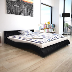 Cadru de pat cu piele artificială 160 x 200 cm, negru