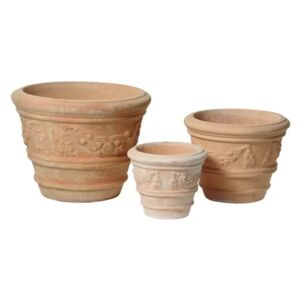 Whitewash Pot Coni With Garland S3 D26/46H20/33