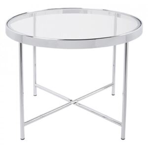 Masuta cafea argintie/transparenta din otel si sticla 60 cm Smooth Present Time