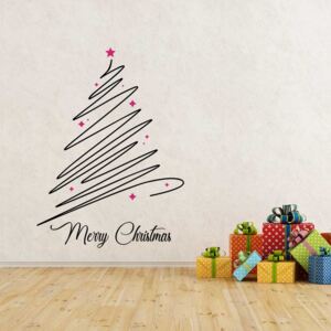 Merry Christmas - autocolant de perete Negru și roz 120 x 90 cm