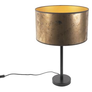 Lampă de masă Art Deco neagră cu umbră de bronz veche 35 cm - Simplo