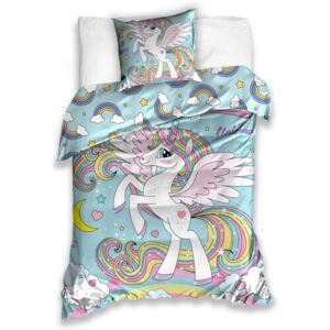 Lenjerie de pat din bumbac, pentru copii, Unicorn Fermecător, 140 x 200 cm, 70 x 80 cm
