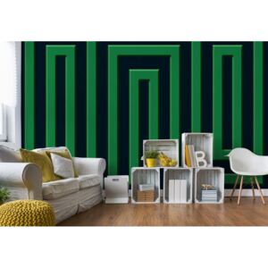 Fototapet GLIX - Green And Black Geometric Pattern + adeziv GRATUIT Tapet nețesute - 416x254 cm