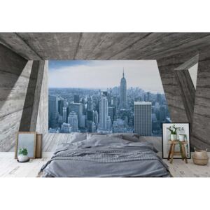 Fototapet - New York City Skyline 3D Concrete Modern Architecture View Vliesová tapeta - 254x184 cm