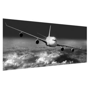 Tablou alb negru cu avion în nori (Modern tablou, K012205K12050)