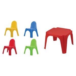 Set masuta Keren cu 4 scaunele multicolore