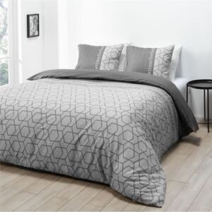 Lenjerie de pat scandinavă culoarea gri cu inscripție 160 x 200 cm 160x200