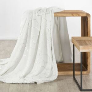 Pătură elegantă, cu un model geometric argintiu, culoarea crem Lăţime: 170 cm | Lungime: 210 cm