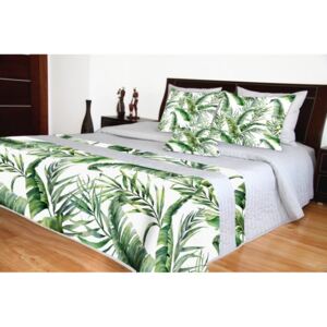 Cuvertură de pat de lux matlasată cu frunze verzi Lăţime: 200 cm | Lungime: 220 cm