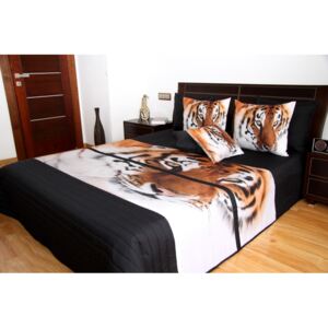 Cuvertură de pat neagră cu un tigru Lăţime: 220 cm | Lungime: 240 cm