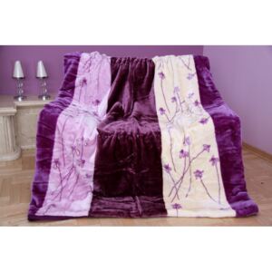 Pătură acrilică de lux culoarea violet, cu model Lăţime: 160 cm | Lungime: 210 cm