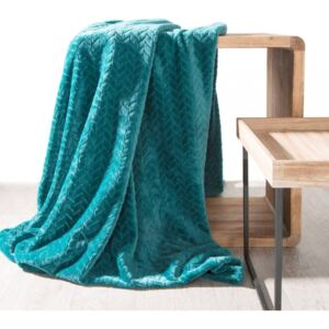 Pătură caldă turcoaz cu motiv geometric Lăţime: 170 cm | Lungime: 210 cm