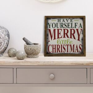 Tablou în ramă de lemn de pin Little Christmas, 34 x 34 cm