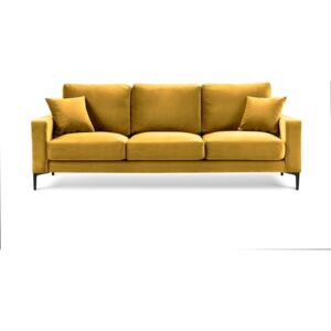 Canapea cu tapițerie din catifea Kooko Home Harmony, 220 cm, galben