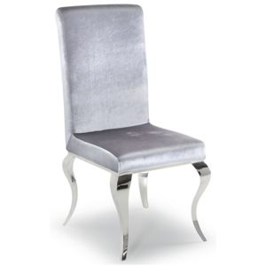 Set 2 scaune tapitate cu stofa, cu picioare metalice Louis Silver, l47,5xA61,5xH104 cm