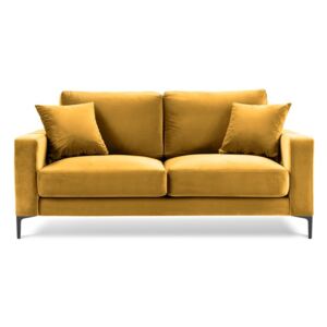Canapea cu tapițerie din catifea Kooko Home Harmony, 158 cm, galben