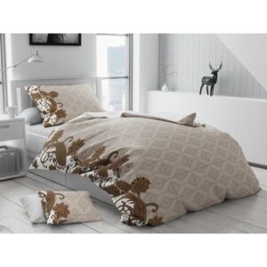 Lenjerie de pat din bumbac flanelat Culoare Bej, Davis + husa de perna 40x50 cm Gratuit
