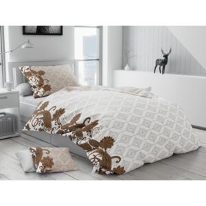 Lenjerie de pat din bumbac flanelat Culoare Alb, Davis + husa de perna 40x50 cm Gratuit