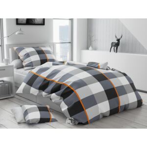 Lenjerie de pat din bumbac flanelat Culoare Gri, Atria + husa de perna 40x50 cm Gratuit