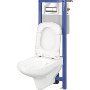 Set vas WC suspendat Cersanit 848 AQUA incl. rezervor incastrat, capac WC si clapeta actionare